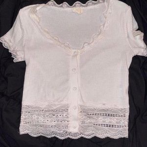 White Lace Cropped Tee